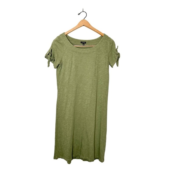 Talbots Neutral‎ Olive Green Cotton Short Tie Sleeve Mini Shift Dress XS - Picture 1 of 8